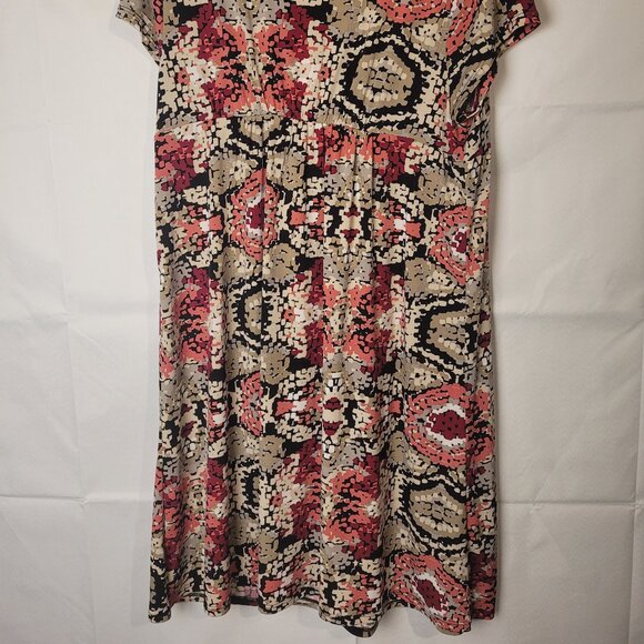 MADISON Geometric Pink Sz XL Midi Boho Sleeveless V-Neck Dress - Picture 3 of 3